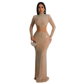 Women's Wear Pure Color Mesh Hot Drilling Dress