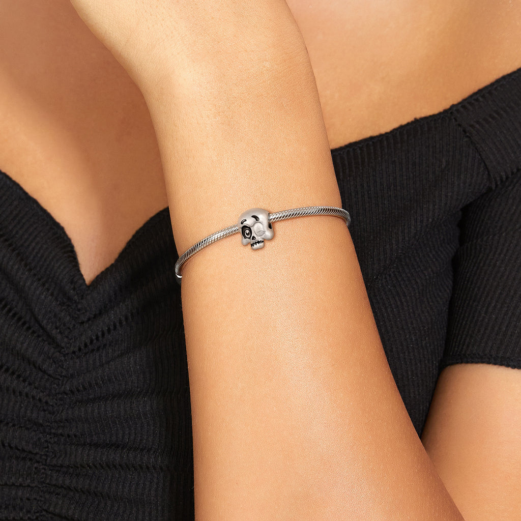 Creative Skull Personality Versatile Fashion Expression Pack S925 Sterling Silver Beaded Bracelet Necklace Accessories