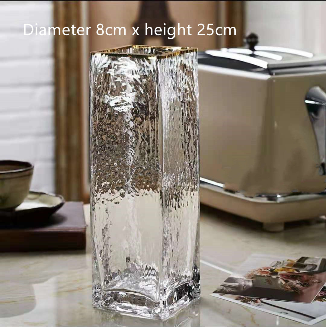 Transparent Luxury Gold-painted Glass Vases Flower Home Decor Wedding Decoration