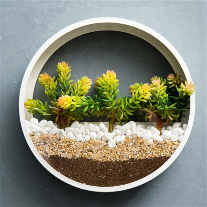 Round Iron Wall Vase Home Living Room Restaurant Hanging  Art Glass Vases