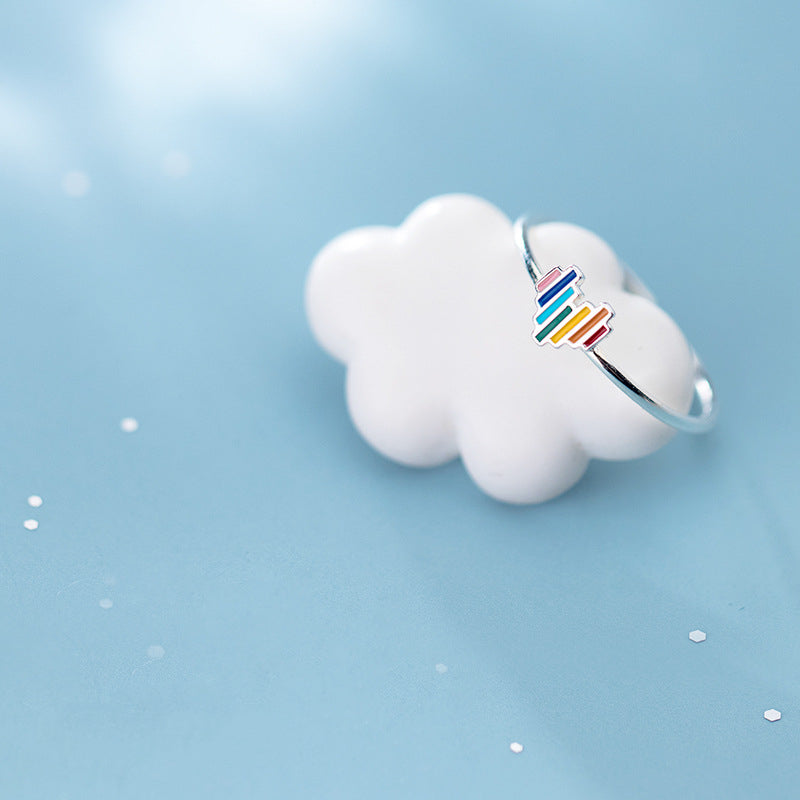 Cute rainbow love adjustable ring