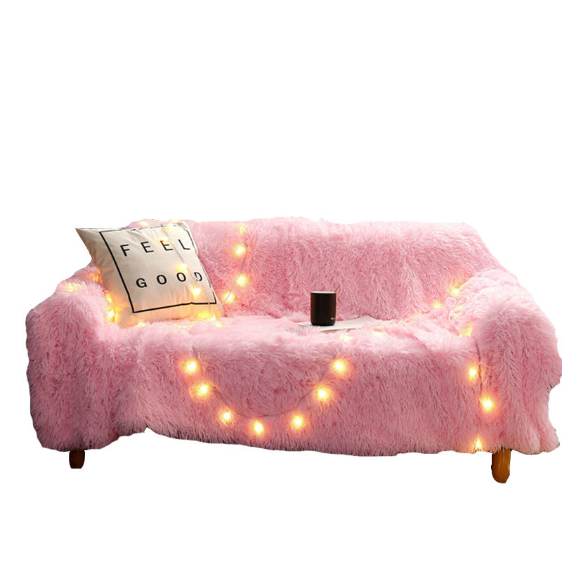 Double-layer long plush blanket