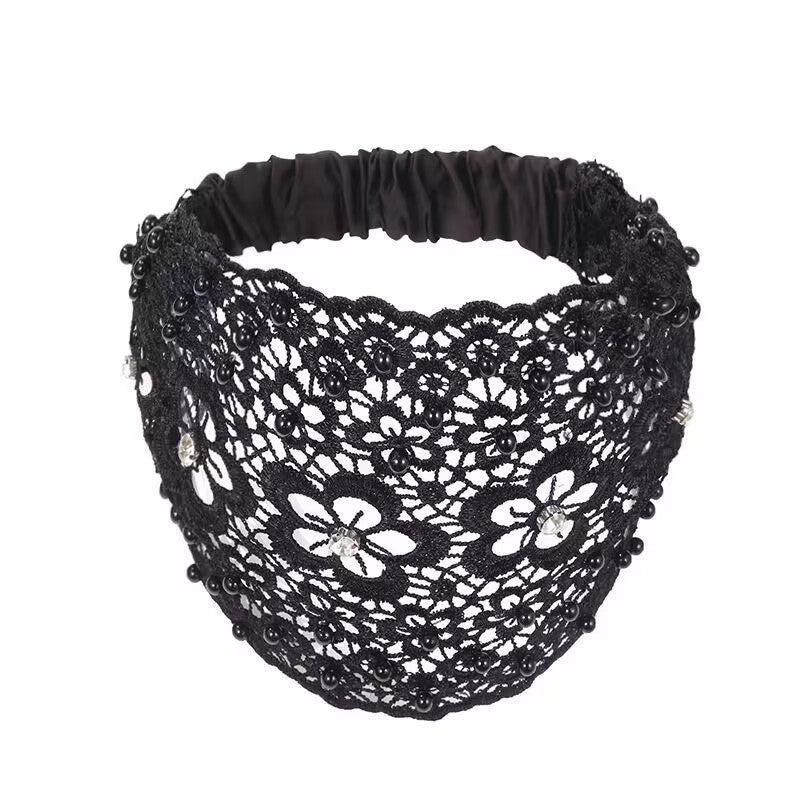 Plum Blossom Hollow Hair Band New Beaded Wide Brim Hair Pressing Headband