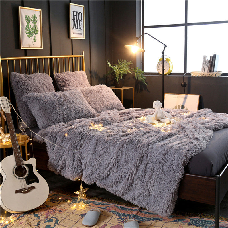 Double-layer long plush blanket