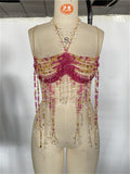 Beaded Spicy Girl Body Chain Cover-up Halter Top Layering Piece