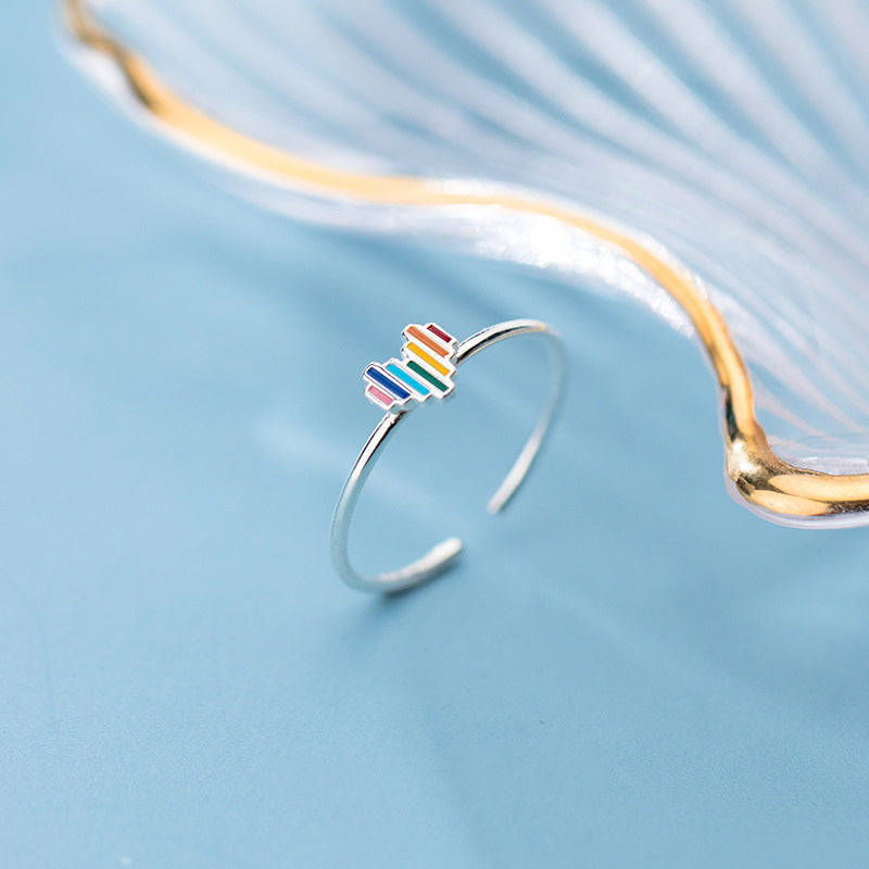 Cute rainbow love adjustable ring