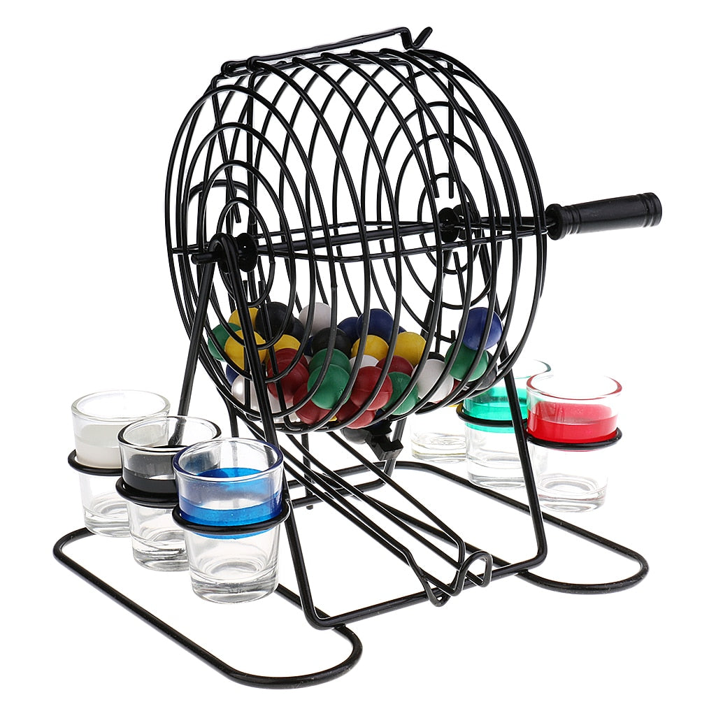 Bingo Game Hand Draw Lottery Machine with 6 Cups 48 Balls Set