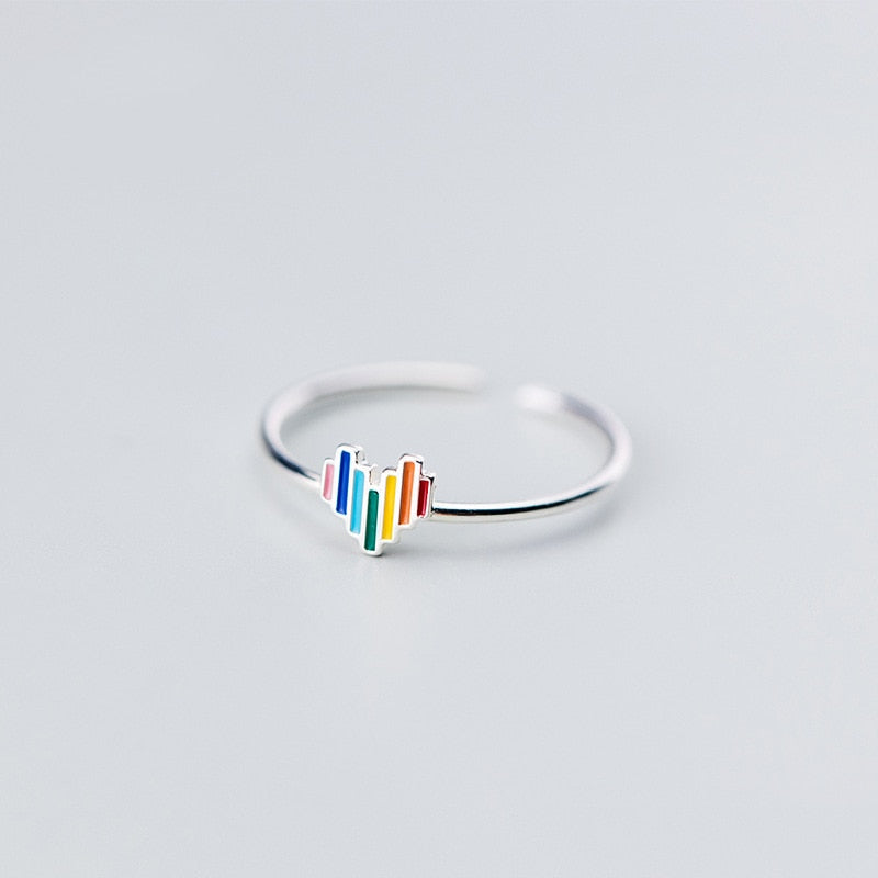 Cute rainbow love adjustable ring