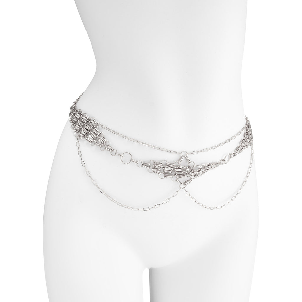 Retro Metal Diamond Woven Waist Chain