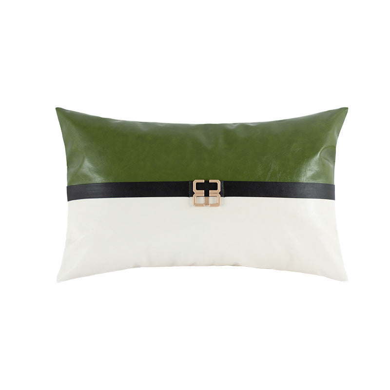 Simple Plain PU Leather Pillowcase For Living Room