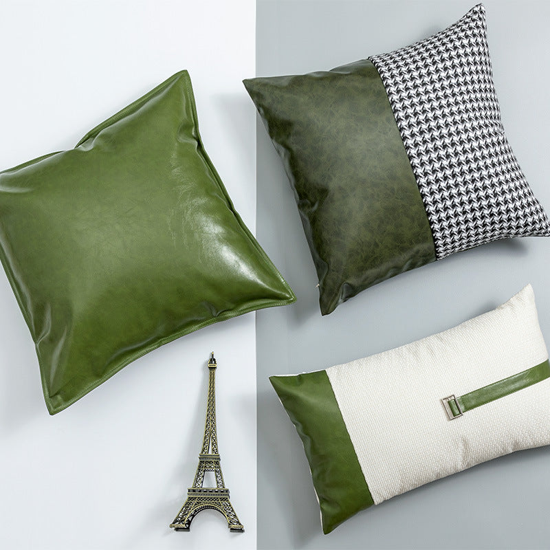 Simple Plain PU Leather Pillowcase For Living Room