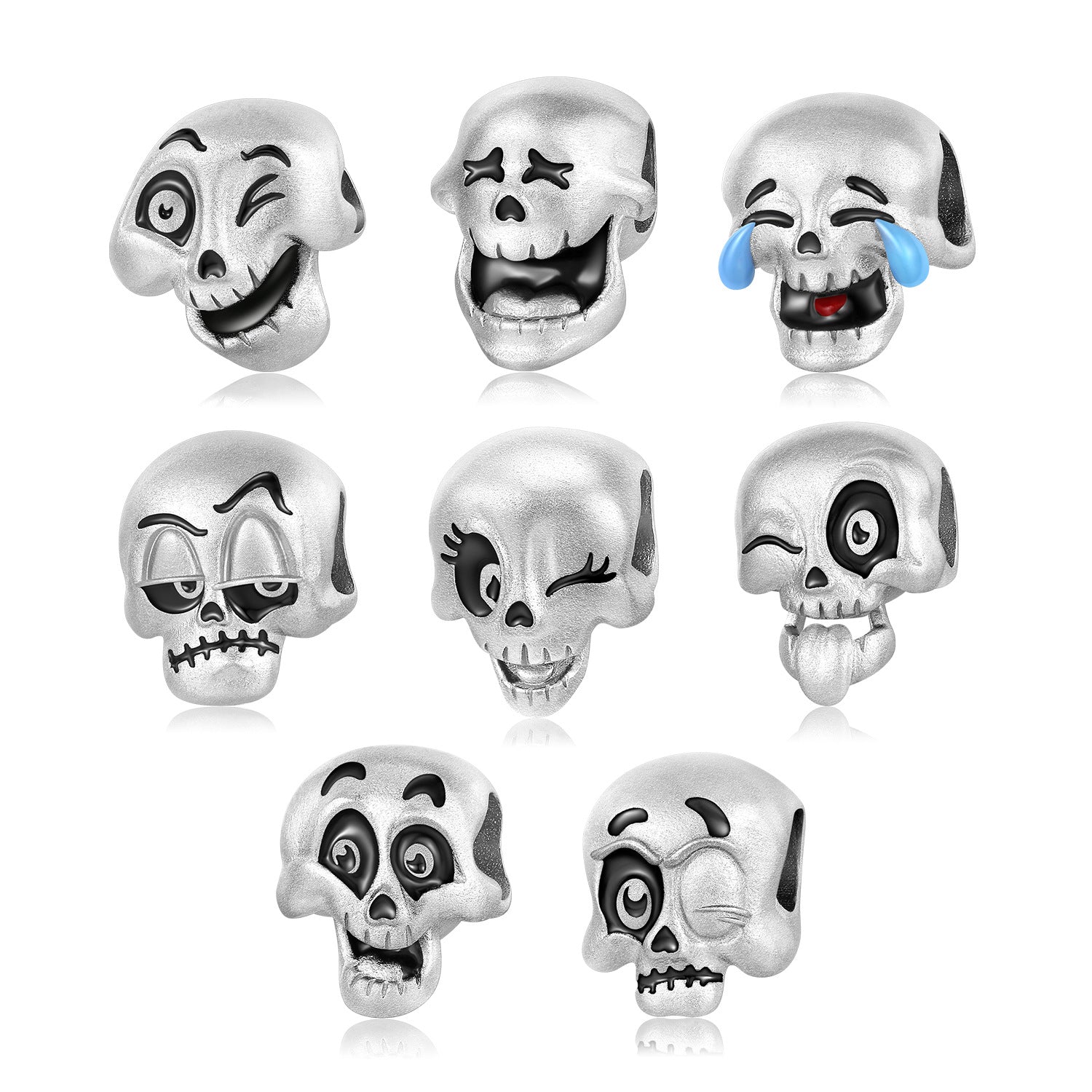 Creative Skull Personality Versatile Fashion Expression Pack S925 Sterling Silver Beaded Bracelet Necklace Accessories
