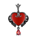 Heart Shaped Skull Pendant S925 Sterling Silver Electroplated Black Gold Necklace