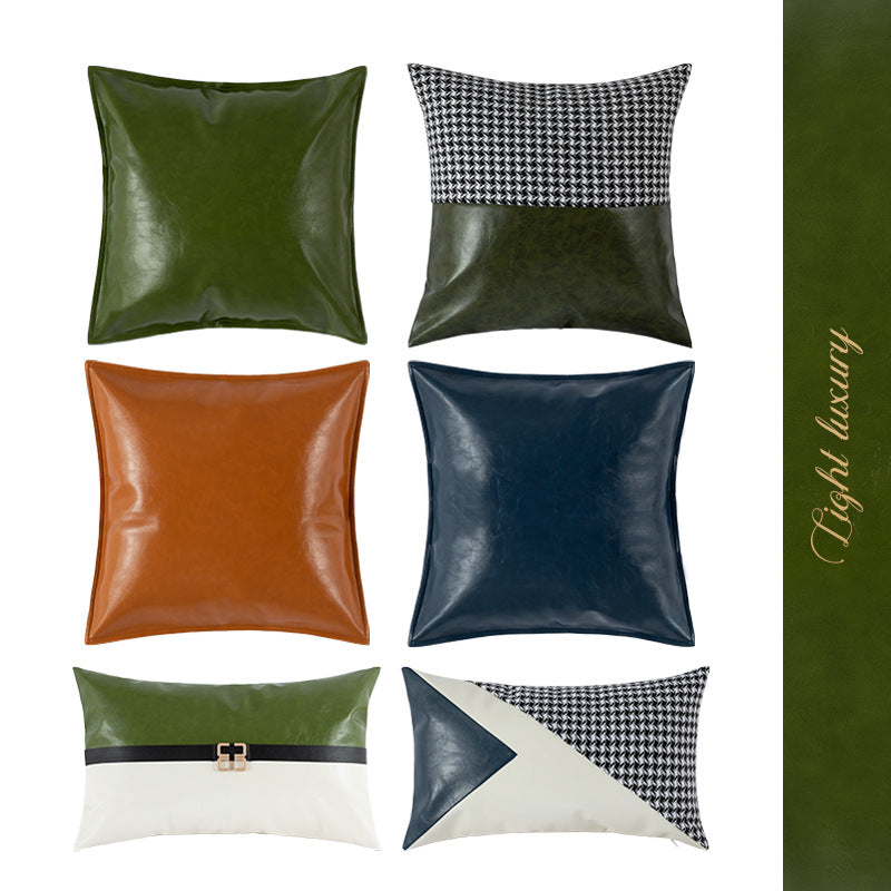 Simple Plain PU Leather Pillowcase For Living Room