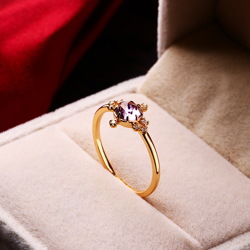 Temperament Natural Amethyst Ring Girl