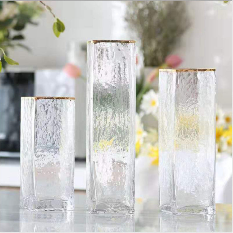Transparent Luxury Gold-painted Glass Vases Flower Home Decor Wedding Decoration