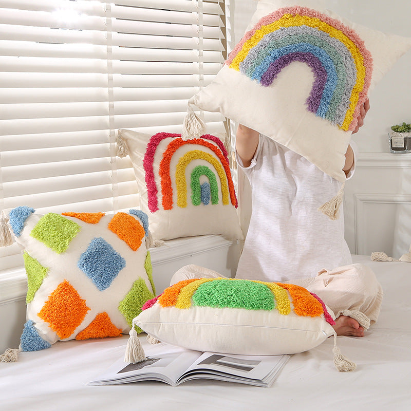 Bohemian Bed Breakfast Style Luxury Tufted Cushion Pillow Cover