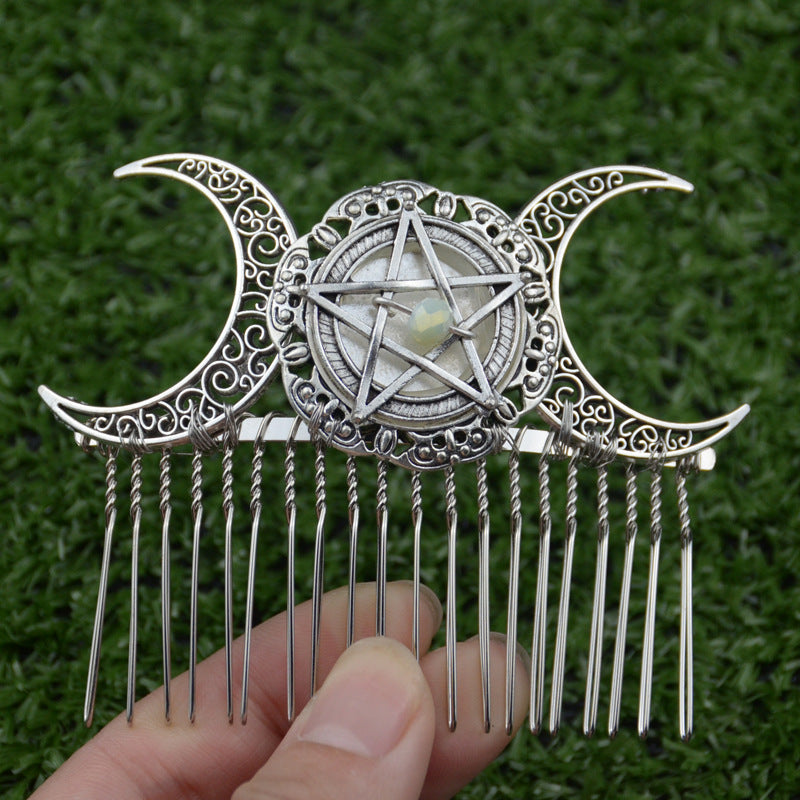 Handmade Pentagram Moon Bridal Hair Accessory