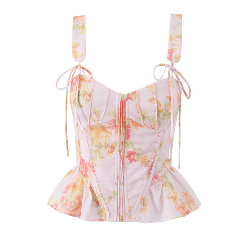 Begonia Print Keel Slim Fit Vest Top