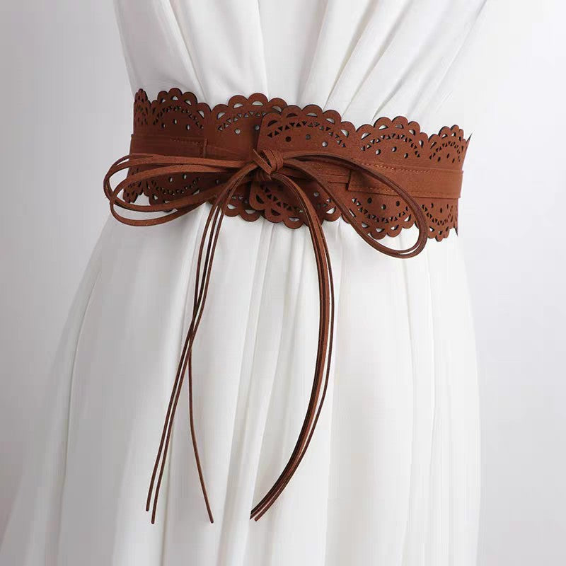 Fashionable All-Match Lace Fringe Strap Wide Waist Cincher