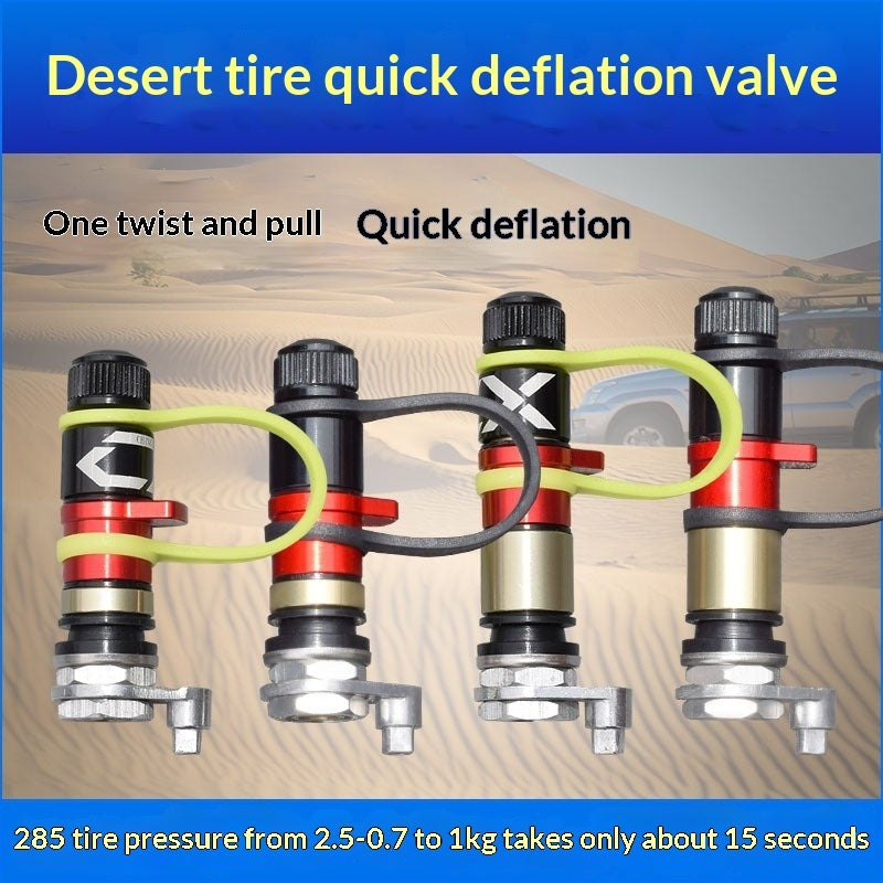 Off-Road Tire Deflation Valve For Rapid Air Release In The Desert