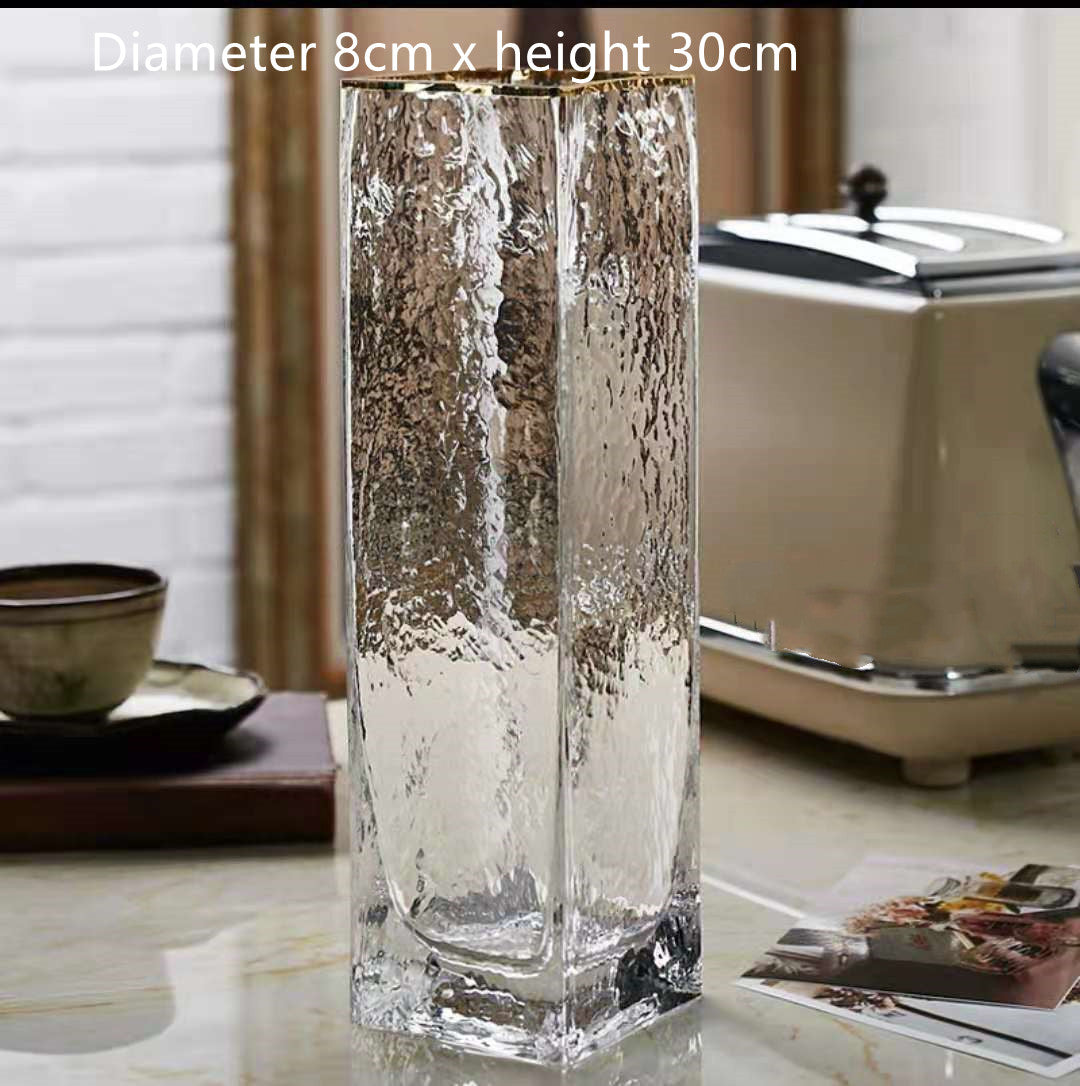 Transparent Luxury Gold-painted Glass Vases Flower Home Decor Wedding Decoration