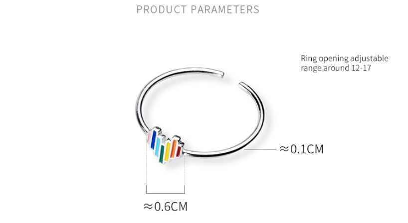 Cute rainbow love adjustable ring