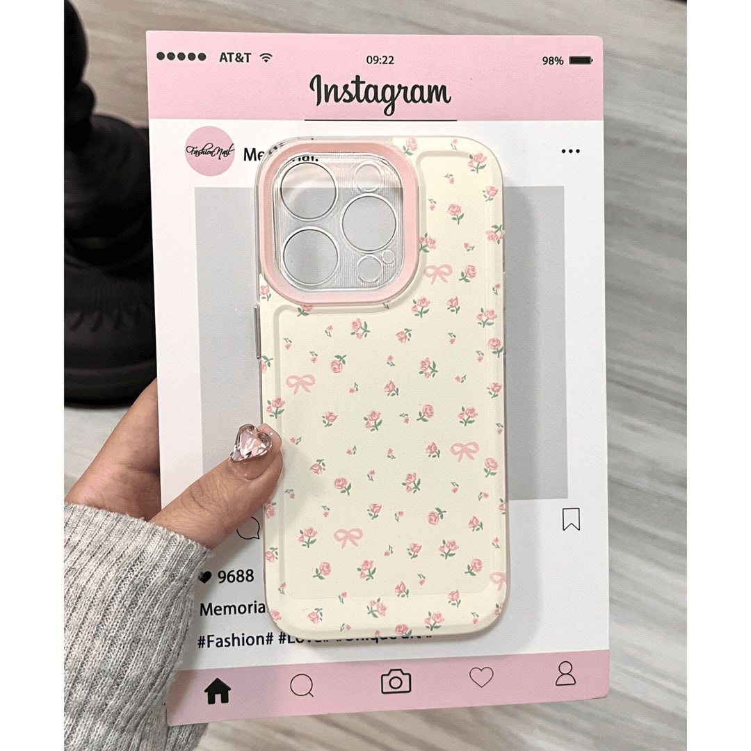 Women's Plastic Pink Floral Phone Case