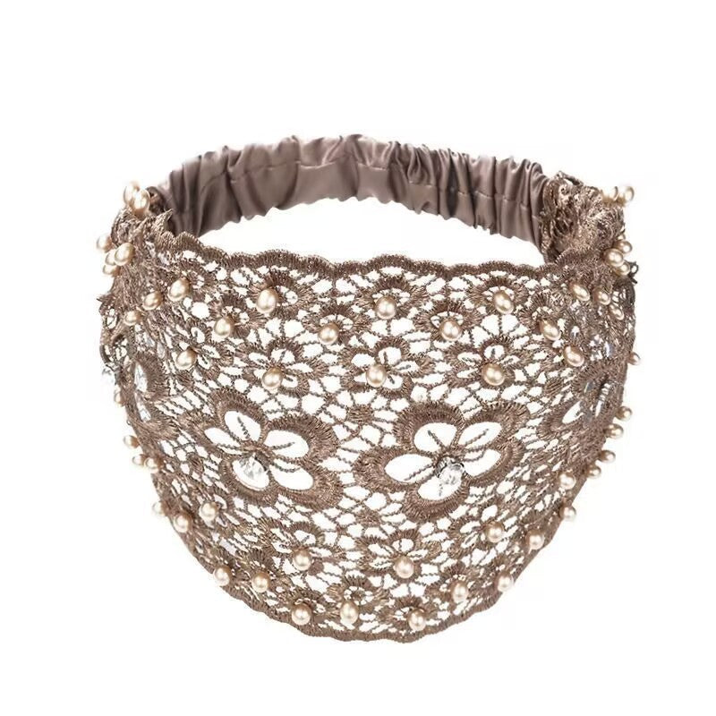 Plum Blossom Hollow Hair Band New Beaded Wide Brim Hair Pressing Headband