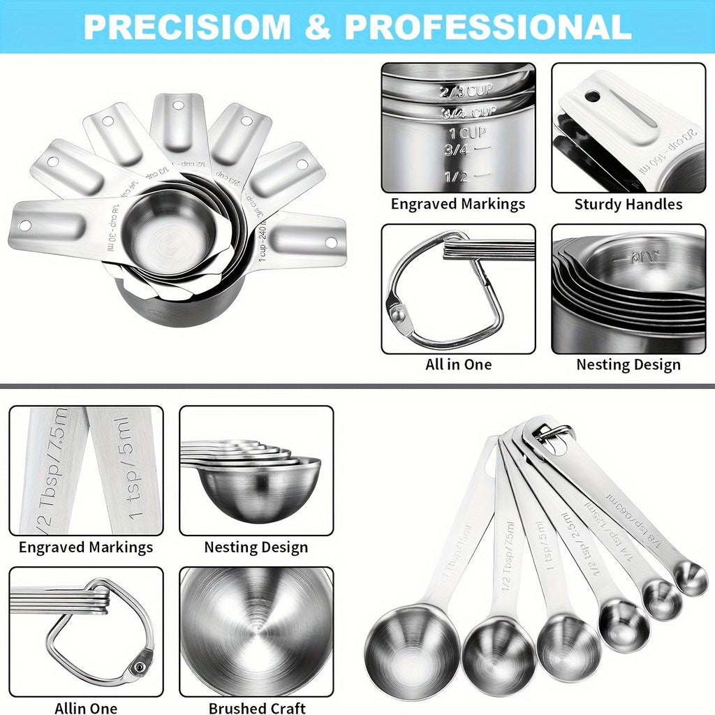 Measuring Cups And Spoons Set Stains Steel