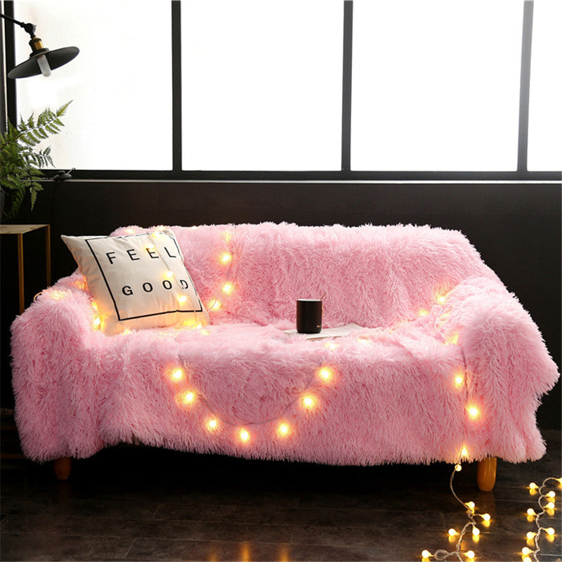 Double-layer long plush blanket