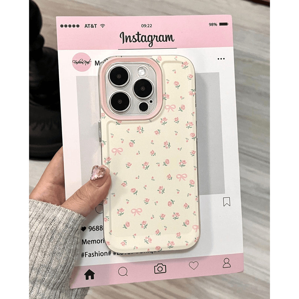 Women's Plastic Pink Floral Phone Case