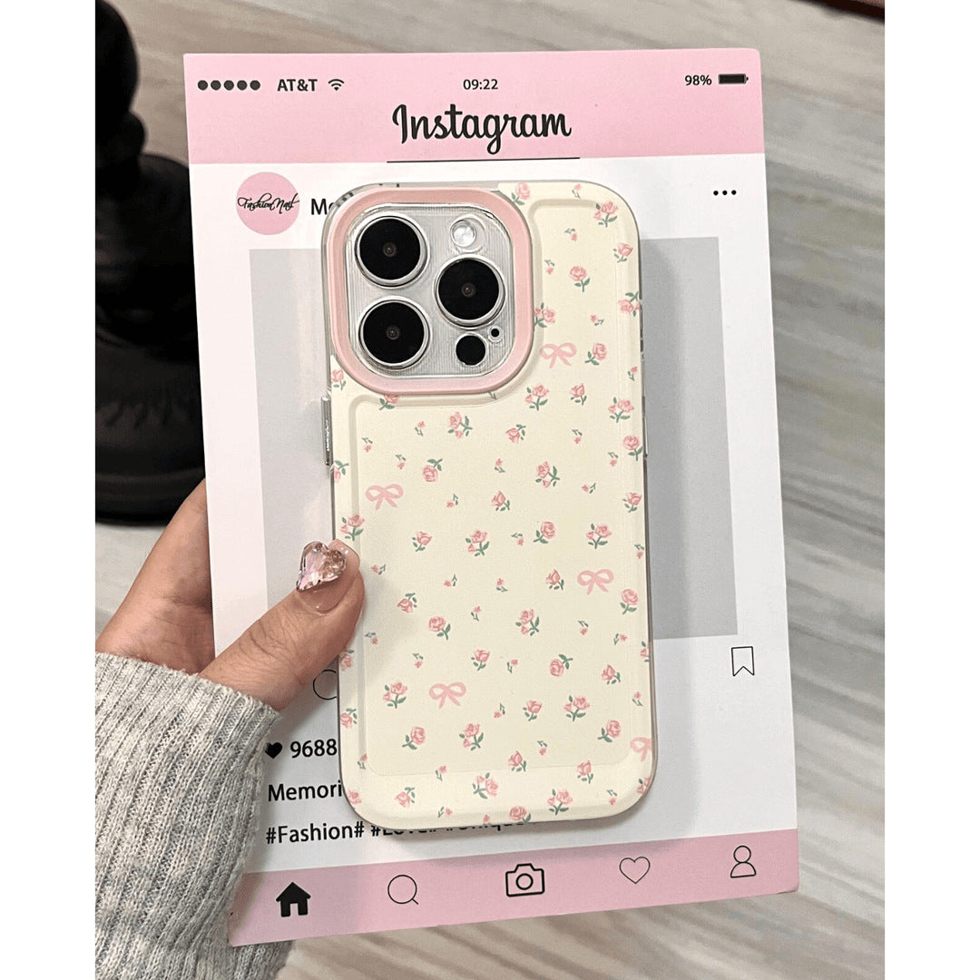 Women's Plastic Pink Floral Phone Case