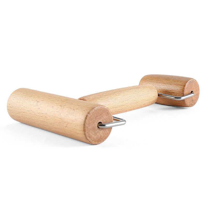 Double-ended Wooden Rolling Pin Holding Solid Wood Flour Stick Baking Utensils