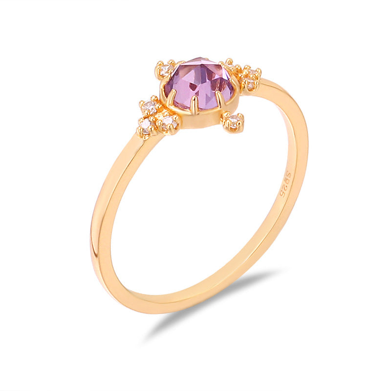 Temperament Natural Amethyst Ring Girl