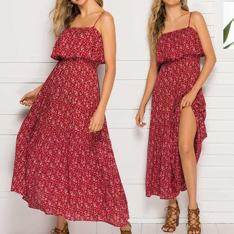 Bohemian Large Floral Sling Split Skirt