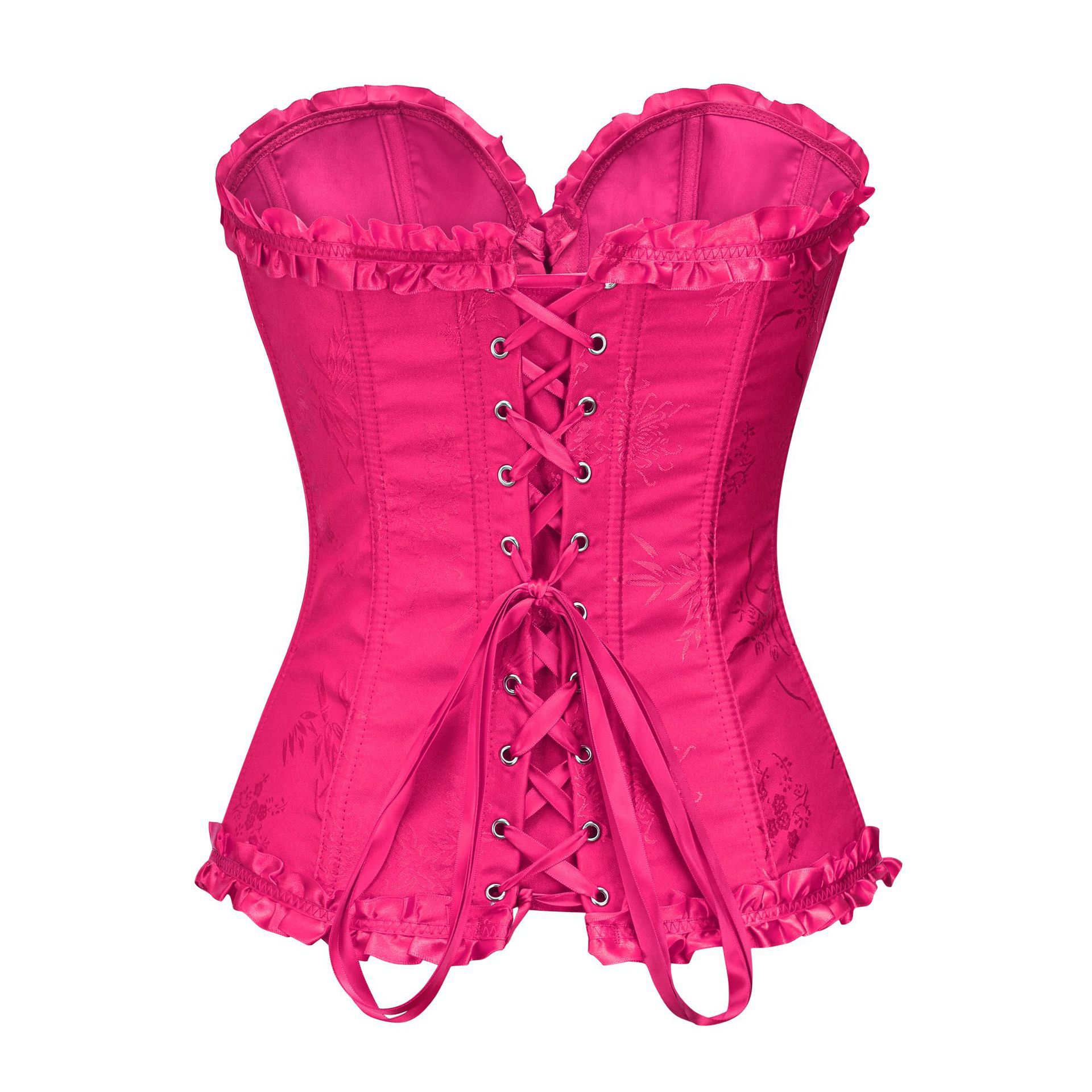Retro Corset Waist Top Rose Red