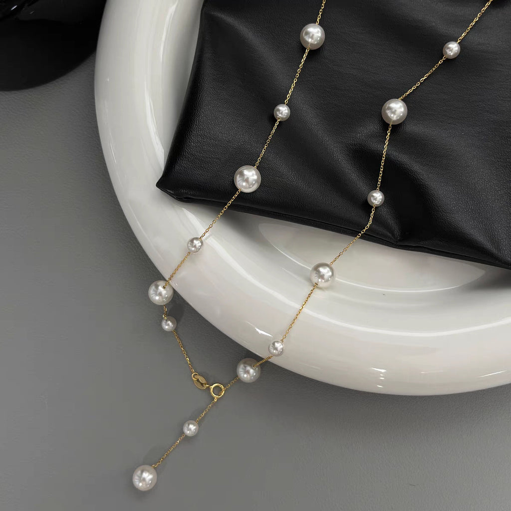 Elegant Long Pearl Necklace