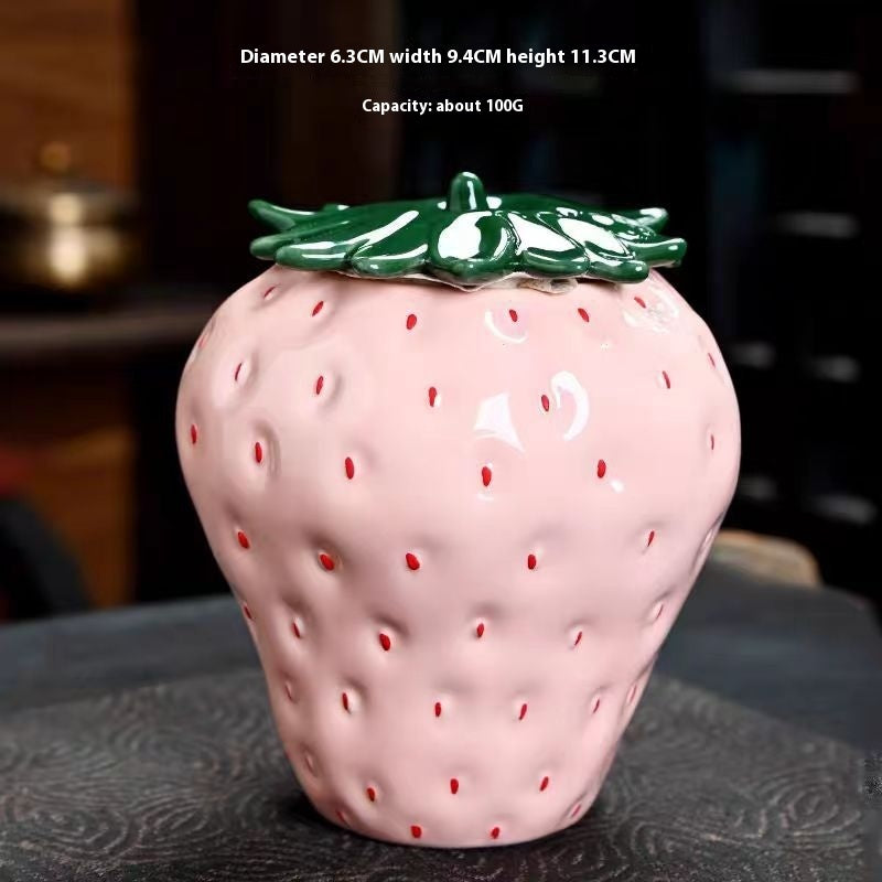 Sealed Storage Strawberry Ceramic Tea Pot