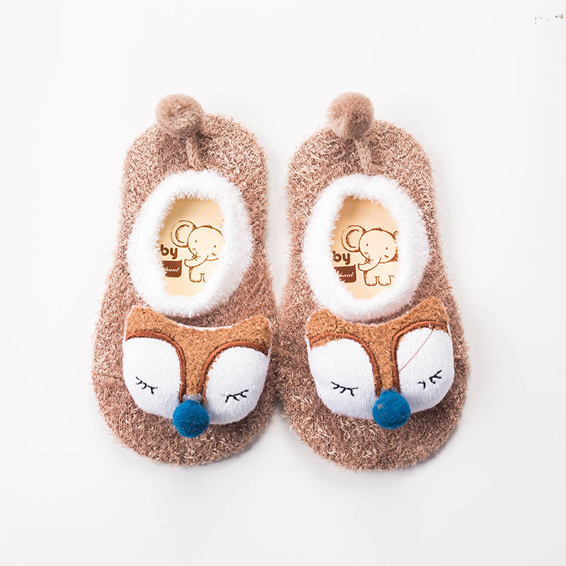 Feather Yarn Baby Cartoon Doll Non-slip Socks