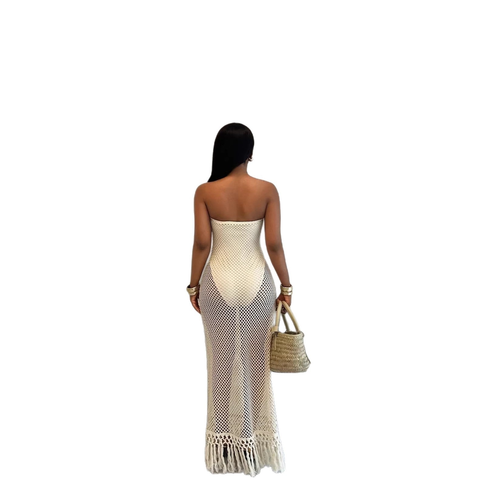 Resort-style Hollow-out Womens Knitted Dress