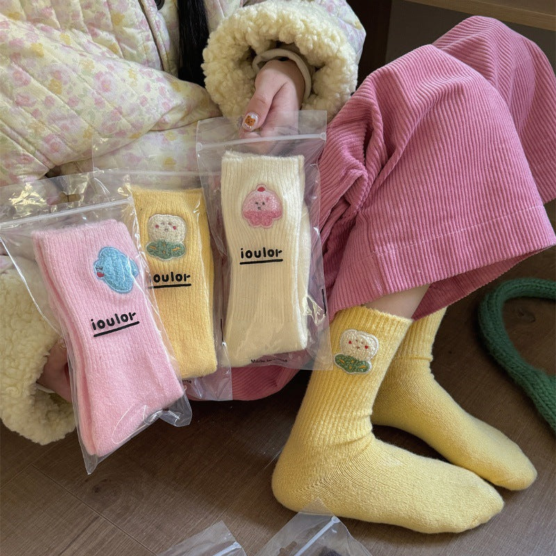 Thickened Winter Wool Socks For Warmth And Cuteness