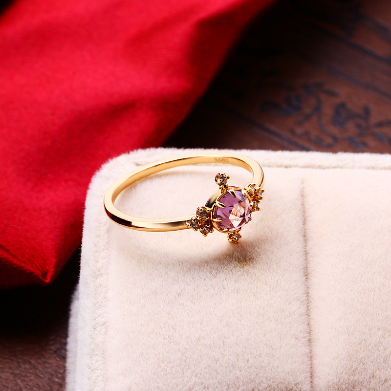 Temperament Natural Amethyst Ring Girl
