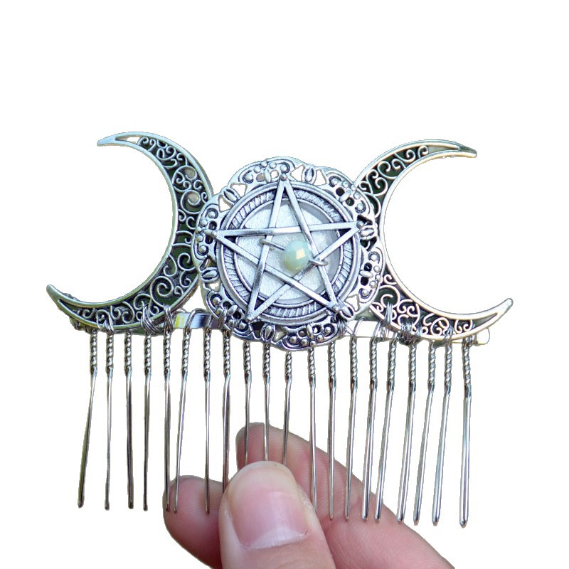 Handmade Pentagram Moon Bridal Hair Accessory