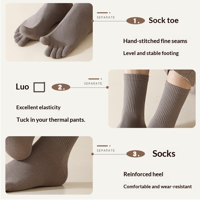 Mens Five-Toe Business Socks Pure Cotton Odor-Resistant