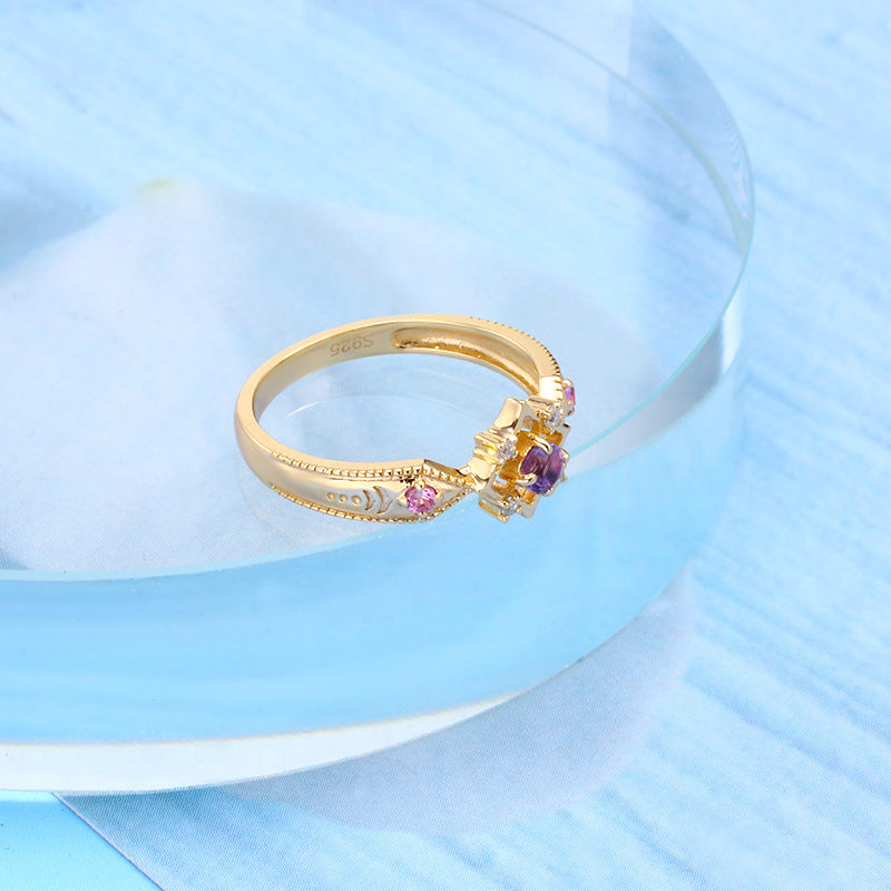 Sterling Silver Amethyst Ring Girl
