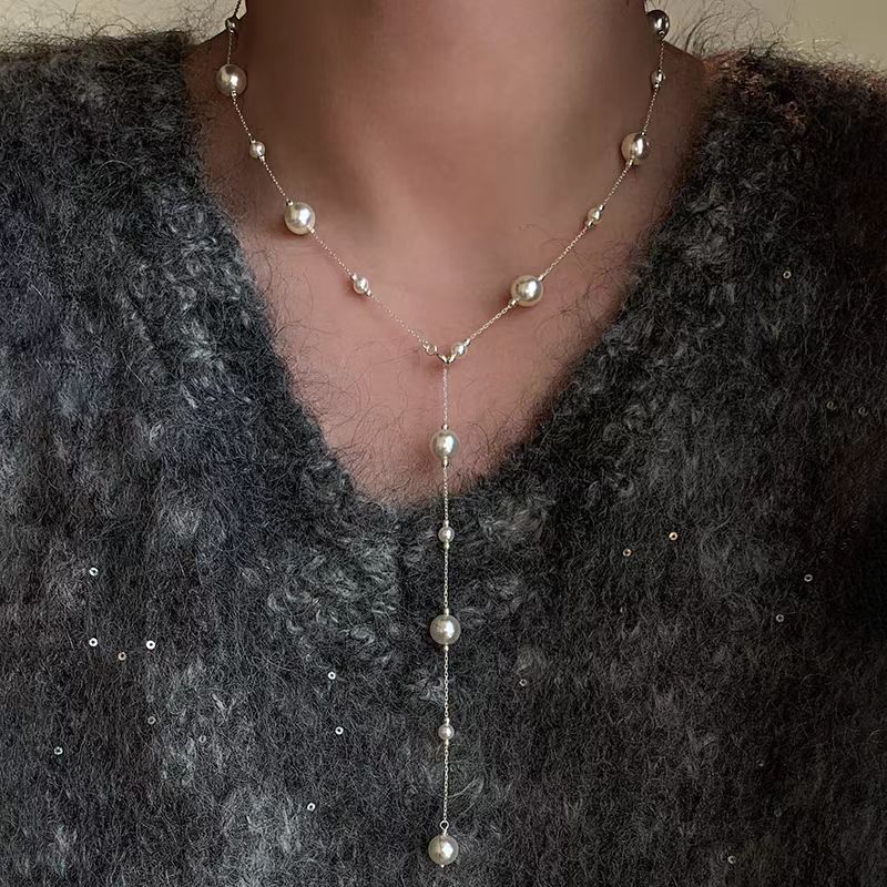 Elegant Long Pearl Necklace