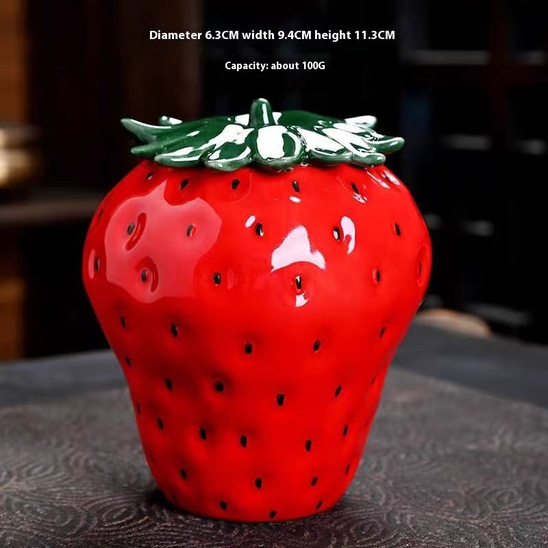 Sealed Storage Strawberry Ceramic Tea Pot