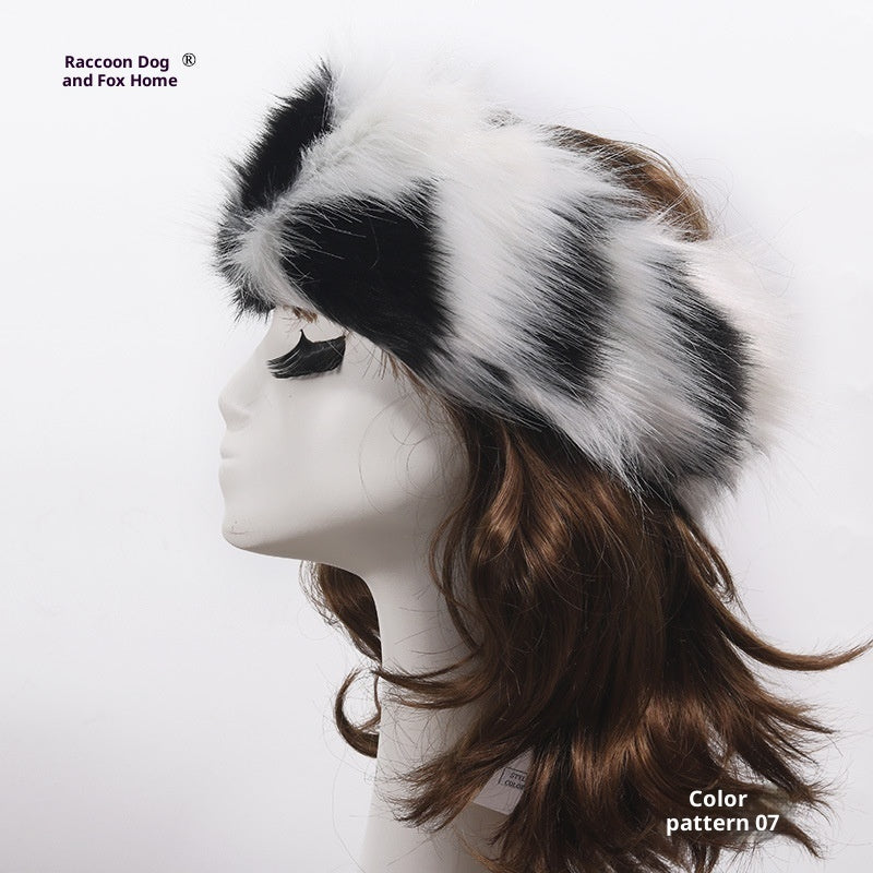 Elastic Faux Fur Fox Fur Headband For Women