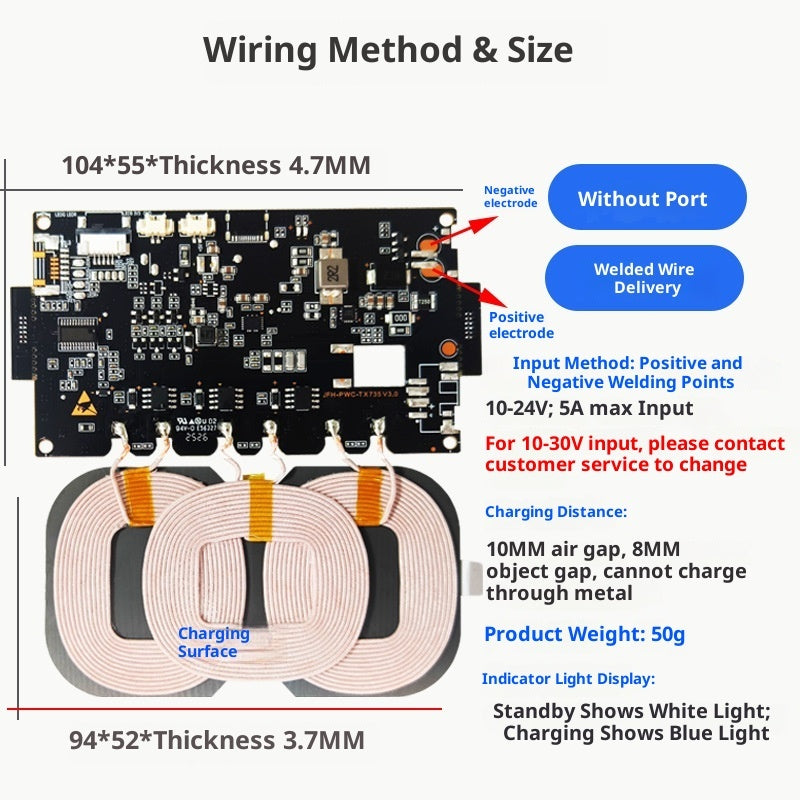 In-vehicle 22W Three-coil Wireless Charging Module